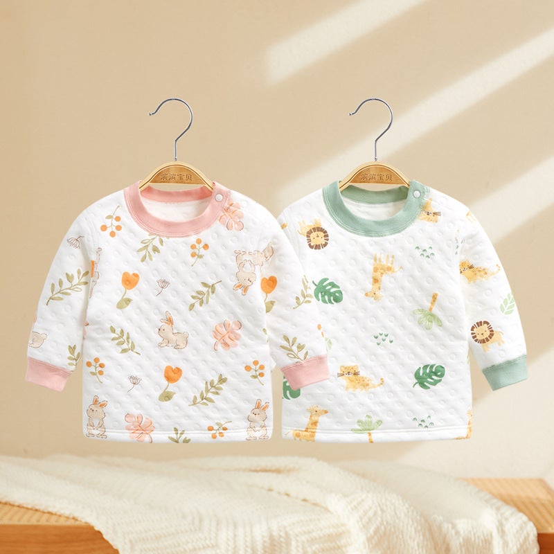 Children''s Cotton Top for Boys and Babies One-Piece Autumn Clothes Pure Cotton Girls'' Base-Layer Shirt Baby Thermal Underwear Spring Autumn and Winter Clothes - Image 2