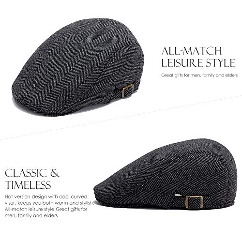 Sumolux Mens Newsboy Cap Winter Beret Hat Cabbie Flat Cap - Image 4