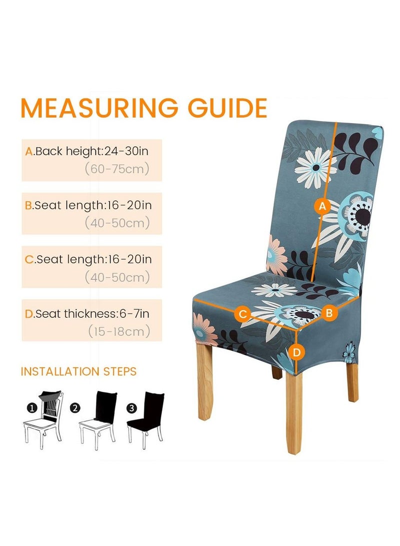Y&D Stretch Dining Chair Covers, Modern Slipcovers Printed Protectors Removable Seat Covers Kitchen for Hotel Party Wedding Banquet (Floral Print, set of 4) - Image 2