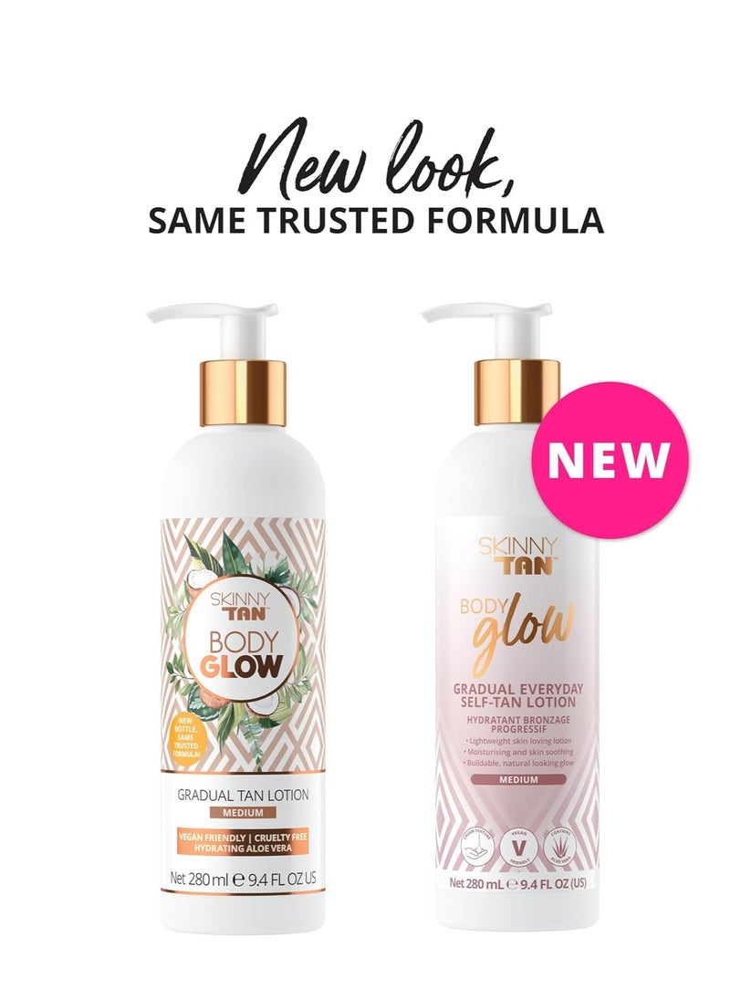 Skinny Tan Body Glow Moisturizing Gradual Tan Lotion Fake Tan Moisturizer Cruelty Free Paraben Free and Vegan Tanning Moisturizer Body Lotion with Coconut and Vanilla Aroma 280ml  - Image 2