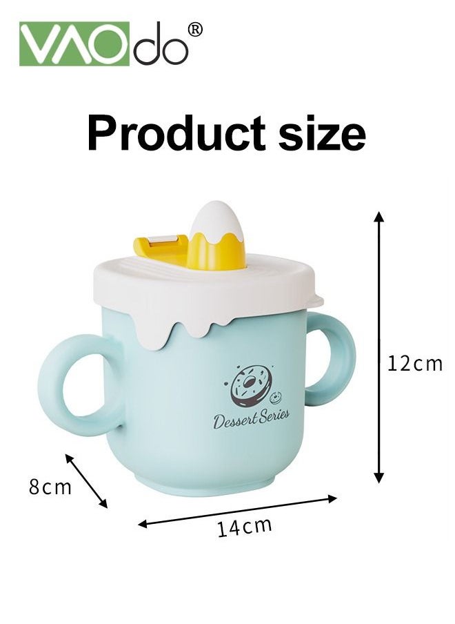 VAOdo - Spill Proof Sippy Cup with Straw with Handle for Baby and Toddlers BPA Free Food Grade 316 Stainless Steel Children'S Water Cup with Scale 260ML Blue - Image 1