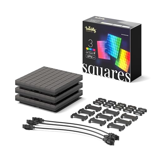 Twinkly Squares Extension Kit, RGB LED Panels Kit, Including 3 Extension Panels and Connection Cables, Compatible with HomeKit, Alexa and Google Home, Gaming Lights and Streaming, 16M+ Colors - Image 1