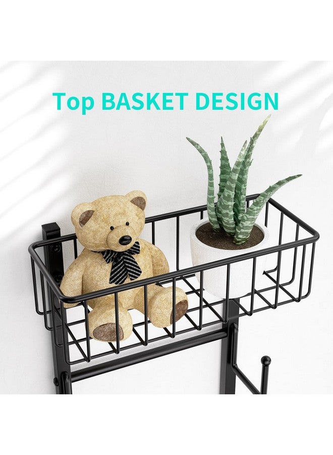 HapiRm HapiRm Over Door Hat Rack - Wall Mounted Hat Holder with 6 Hooks and Metal Basket Design, Baseball Cap Organizer Storage Up to 32 Caps for Door, Bedroom, Closet (Black)  - Image 5