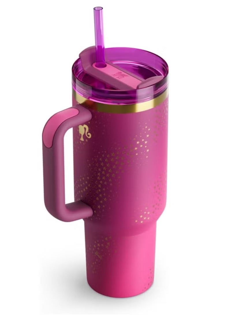 Stanley Barbie x Stanley 40oz Twist ’N Turn Quencher H2.0 Tumbler – Vital Orange Limited Edition, Made from Recycled Stainless Steel, Double Wall Vacuum Insulated Travel Mug with FlowState Leak-Resistant Lid, Reusable Straw, BPA-Free, Dishwasher Safe, Eco-Friendly for Hot & Cold Drinks - Image 3