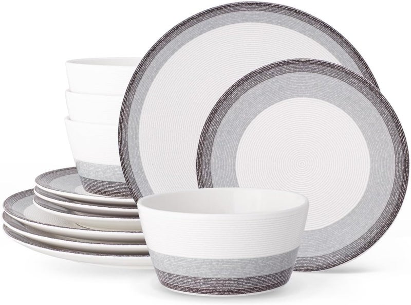 Noritake طقم أدوات مائدة نوريتاكي كولور سكيبز لايرز فحم 12 قطعة خدمة لـ 4 أشخاص - Image 1