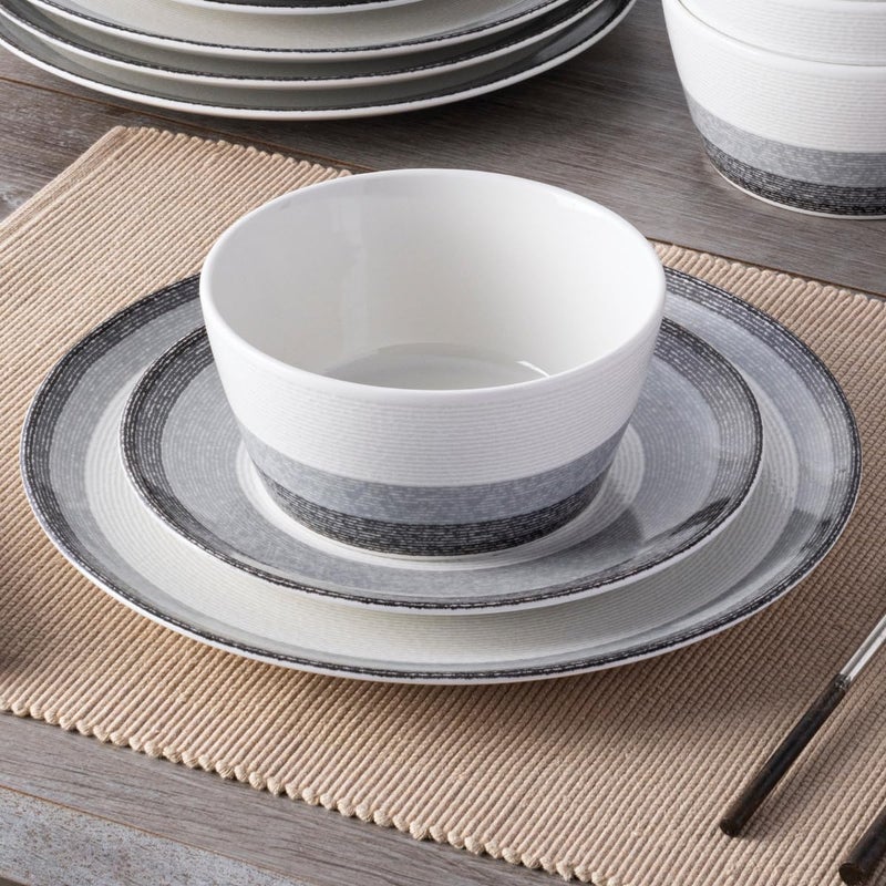 Noritake طقم أدوات مائدة نوريتاكي كولور سكيبز لايرز فحم 12 قطعة خدمة لـ 4 أشخاص - Image 4