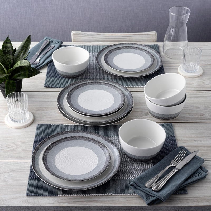 Noritake طقم أدوات مائدة نوريتاكي كولور سكيبز لايرز فحم 12 قطعة خدمة لـ 4 أشخاص - Image 3