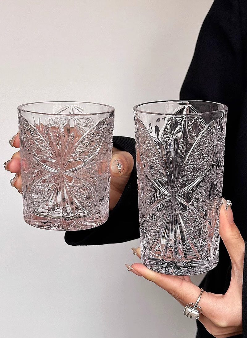 6 أكواب قهوة زجاجية شفافة منقوشة سعة 300 مل - أكواب شرب بتصميم زهور متقنة للقهوة والمشروبات والتقديم الأنيق - Image 5