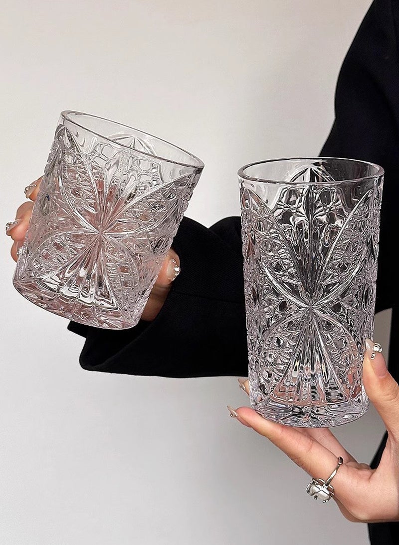 6 أكواب قهوة زجاجية شفافة منقوشة سعة 300 مل - أكواب شرب بتصميم زهور متقنة للقهوة والمشروبات والتقديم الأنيق - Image 4