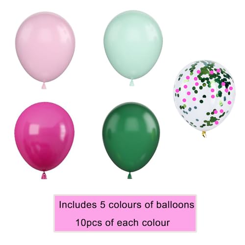 GAKA Pink and Green Balloons 12 inch Latex Balloons for Theme Party Birthday Wedding DecorationsPack of 50 - Image 5