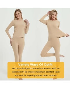 RATSAW Women's Thermal Underwear Set Long Johns Long Johns Women's Wool Silk Thermal Underwear Base Pajamas Set Skin Color M  - Image 5