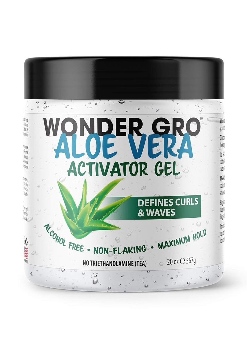 WONDER GRO Wonder Gro Aloe Vera Activator Gel, 20 fl oz - Non-Flaking, Alcohol-Free - Defines Curls & Waves  - Image 1