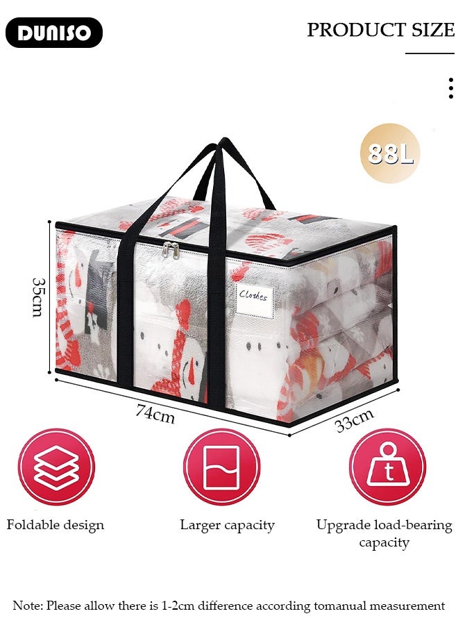 DUNISO 2 Pack Large Clear Moving Bags, Oversized Storage Bag with Backpack Straps, Double Zippers,Storage Totes For Space Saving, Fold Flat, Alternative to Moving Box, Sturdy Carrying Handles for Travel,Colleg2e Moving Supplies,Bedding,Clothes  - Image 2
