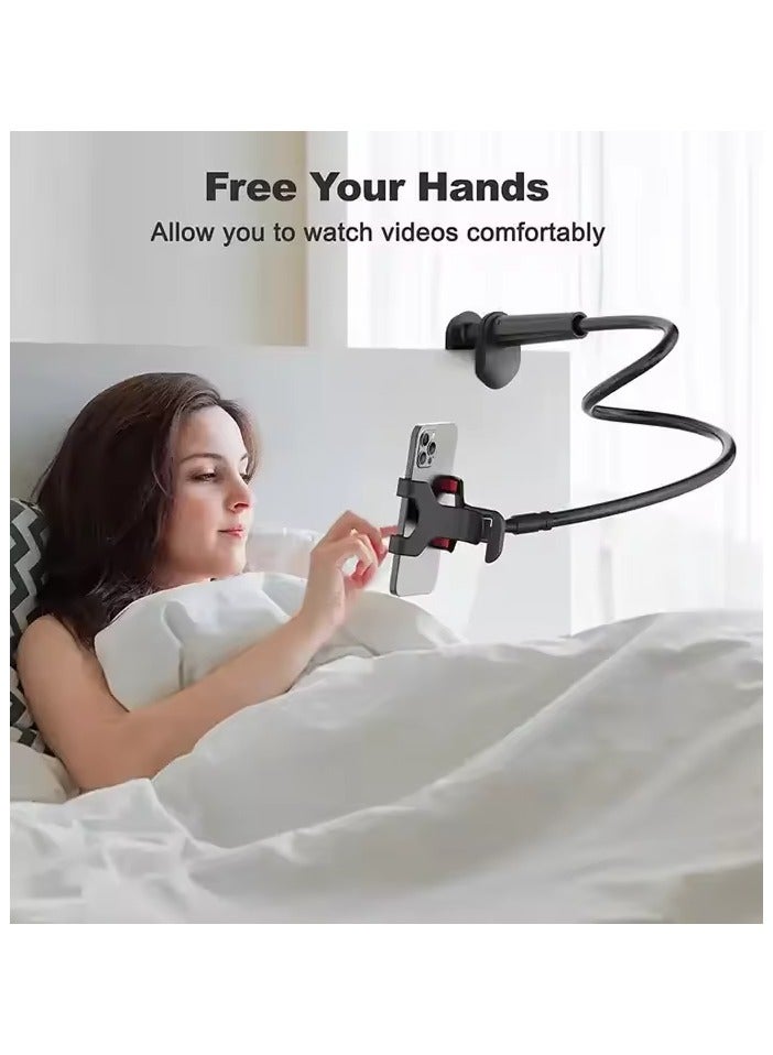 Gooseneck Bed Phone Holder, Flexible Long Arm Phone Mount for Desk, Clip Bracket Clamp Stand, iPhone Stand, Mobile Cell Phone Stand Document Camera Nintendo Switch (Black # 100CM) - Image 3
