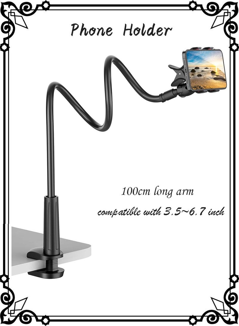 حامل هاتف المحمول للسرير، حامل iPhone معقوفة، حامل هاتف المحمول بذراع طويل، حامل iPhone قابل للتعديل لطاولة السرير متوافقة مع سلسلة iPhone 15/14/13 Galaxy S24 Ultra S23، سيليكون - Image 1