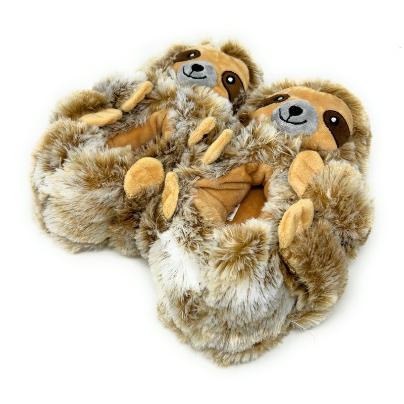 ooohyeah Womenâ€™s Fuzzy Animal Hug Slippers, Cute Funny Cozy Non-Slip House Foam Slippers for Women, Dusty the Sloth, 7-8 - Image 1