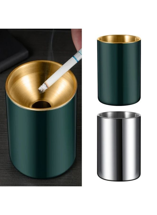 Green Stainless Steel Smokeless Spill Proof Ashtray For Indoor Outdoor Patio Office Bar - Image 1