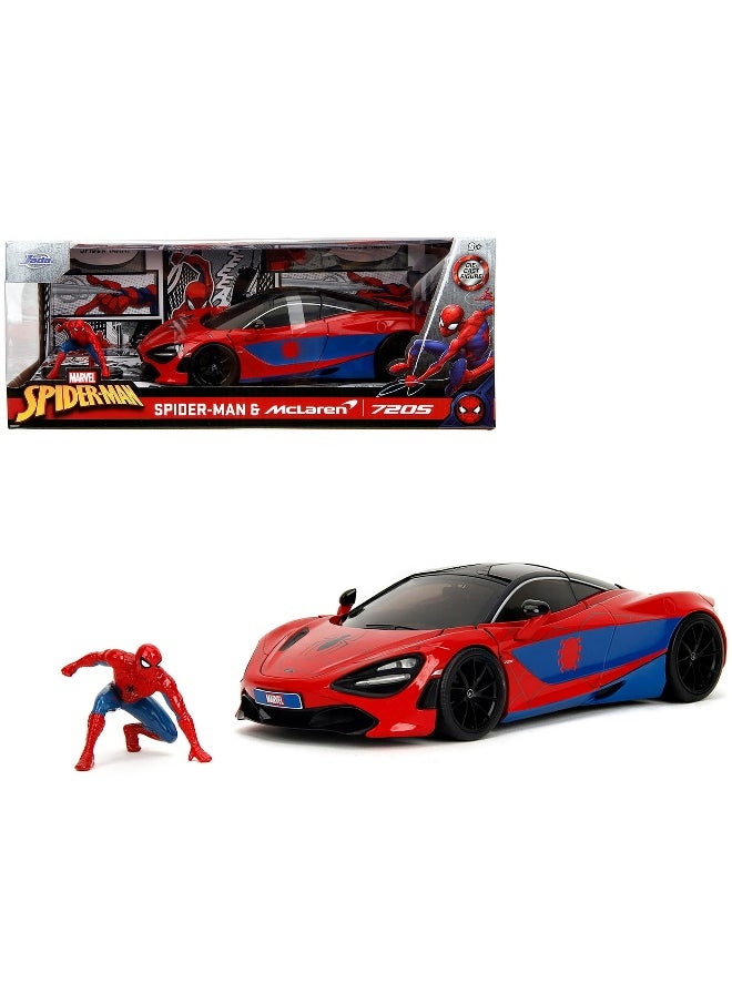 JADA Jada Marvel Spider-Man McLaren 720S Car (1:24) with Die-cast Spider-Man Figure (5 cm)  - Image 1