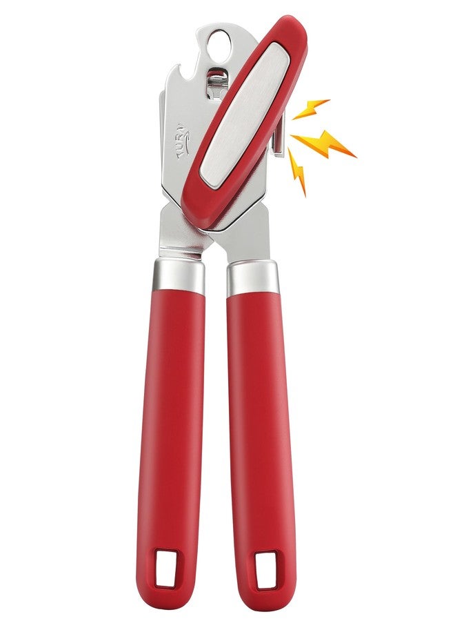Vayvnt Manual Can Opener Smooth Edge with Magnet, Vayvnt Stainless Steel Handheld Strong Can Bottle Opener, Extra Shape Cutting Blade&Large Turn Knob, Multifunctional 4 In 1 Kitchen Tool for Seniors, Red - Image 1