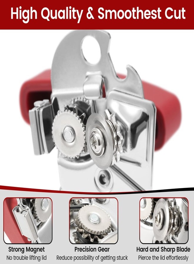 Vayvnt Manual Can Opener Smooth Edge with Magnet, Vayvnt Stainless Steel Handheld Strong Can Bottle Opener, Extra Shape Cutting Blade&Large Turn Knob, Multifunctional 4 In 1 Kitchen Tool for Seniors, Red - Image 3