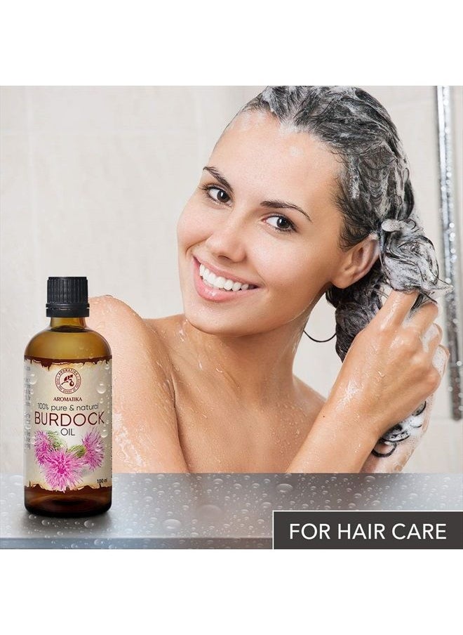 Aromatika - Burdock Root Oil 3.4 FL Oz - 100% Pure & Natural - Arctium Lappa for Hair & Scalp - Good benefits for Skin - Hair - Face - Body care - Glass Bottle - Oils Burdock - Image 1