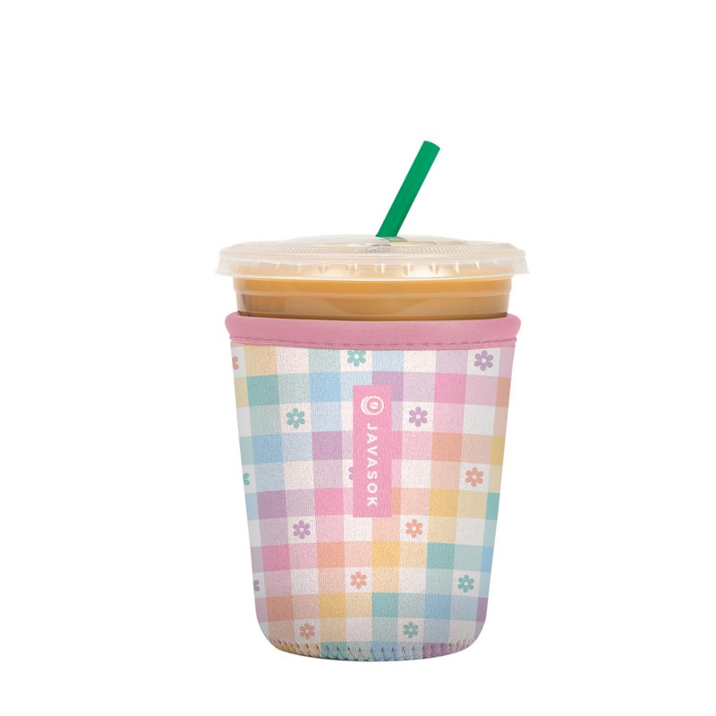 Sok It Java Sok Iced Coffee & Cold Soda Insulated Neoprene Cup Sleeve (Gingham Flowers  Small: 16-20oz) - Image 1