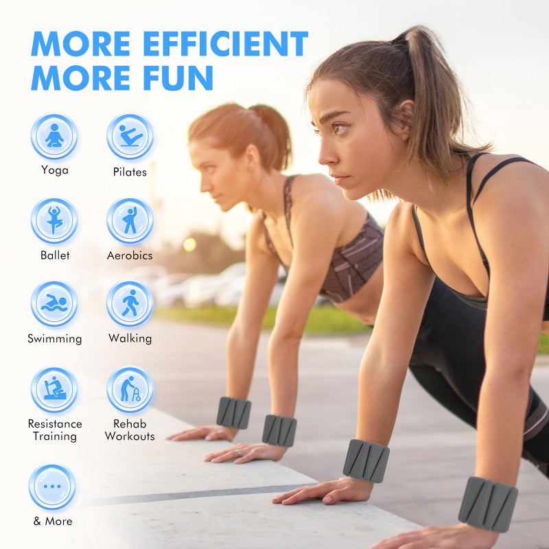 WUSOPU Wrist Weights, Ankle Weights for Women Men, Adjustable Wrist Weighted Bracelet for Home Gym Workout, Running, Yoga, Exercise, Strength Training, Set of 2 (1LB Each)-Grey - Image 3