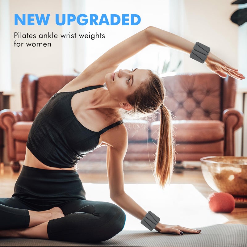WUSOPU Wrist Weights, Ankle Weights for Women Men, Adjustable Wrist Weighted Bracelet for Home Gym Workout, Running, Yoga, Exercise, Strength Training, Set of 2 (1LB Each)-Grey - Image 4