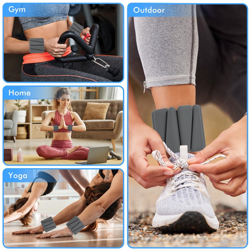 WUSOPU Wrist Weights, Ankle Weights for Women Men, Adjustable Wrist Weighted Bracelet for Home Gym Workout, Running, Yoga, Exercise, Strength Training, Set of 2 (1LB Each)-Grey - Image 5