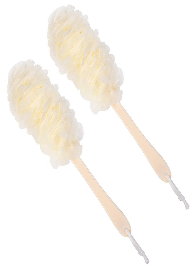 Arswin Back Scrubber for Shower,Loofah Long Handle Bath Body Brush,Soft Nylon Mesh Sponge for Shower,Loofah On a Stick for Men Women,Exfoliating Scrub Cleaning Luffa for Elderly(2-Pack, White) - Image 1