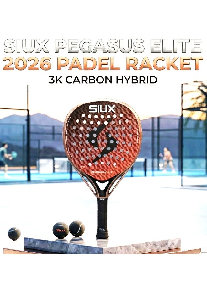 SIUX مضرب بادل Siux Pegasus Elite 2026 – مضرب هجين من ألياف الكربون 3K مع قلب EVA Pro، ولمسة نهائية رملية ثلاثية الأبعاد، قوة وتحكم للاعبين المحترفين - Image 1