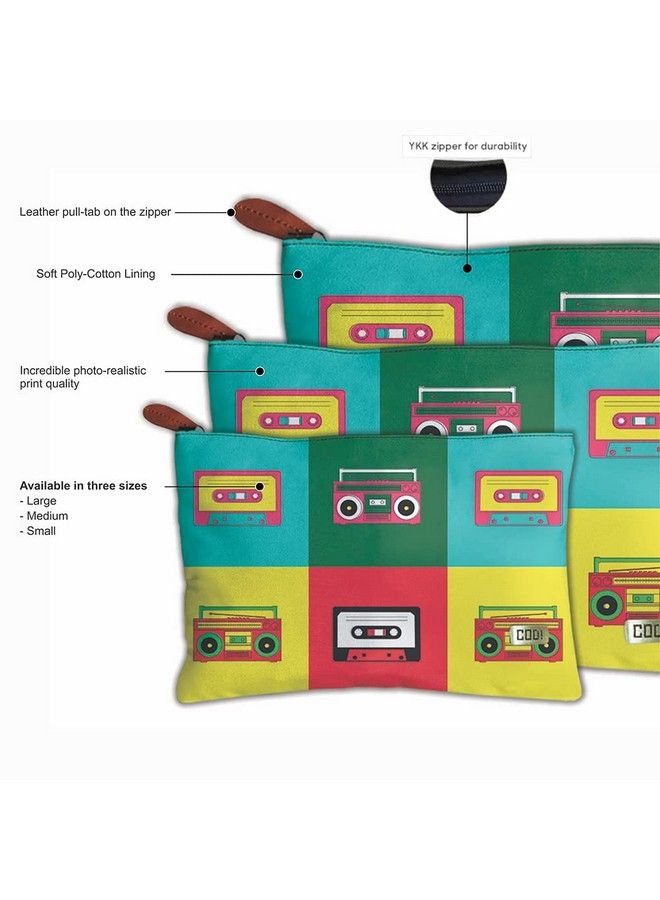 Paper Plane Design Canvas Multipurpose Pouch Bag Travel Kit Set Of 3 (D) - Image 4