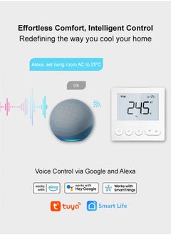 Twasl Smart Technologies TWASL Smart Wifi Thermostat - 2 pipes Air Conditioning Thermostat Temperature Controller, Room Smart AC Panel, Remote, Voice Control, AC Controller- White3  - Image 3