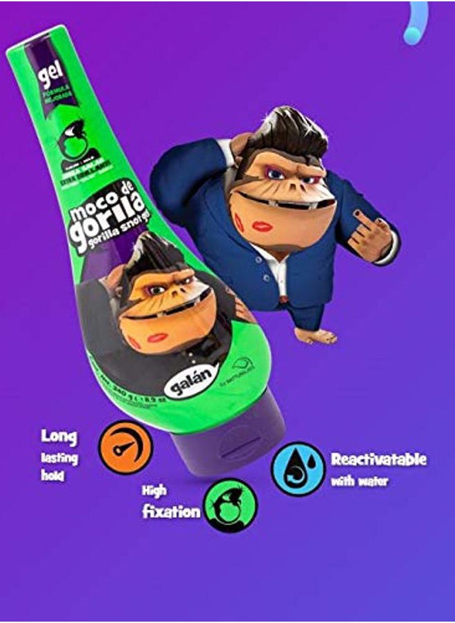 Moco de Gorila - Galan Hair Gel | Extra Brillante Hair Styling Gel for Extreme Long-lasting Hold, Gorilla Snot Gel is the Ultimate Hair Gel to bring Shine to any Hairstyle; 11.9 oz Squizz Bottle - Image 1