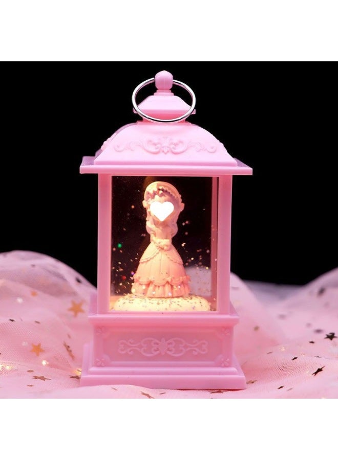 Music Box Rotating Cute Princess Crystal Lamp Glow Music Box Children's Little Girl's 10th Birthday-Color:2235 Lily Girl Pink light + Music】-Dimensions:Color Box + Greeting Card + Handbag 【writing G - Image 1