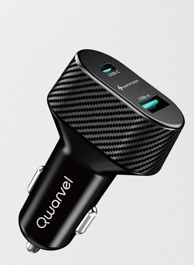 شاحن سيارة سريع 52.5 وات، منافذ USB مزدوجة، محول طاقة سريع للسيارة PD30W، شاحن سيارة iPhone 15، شحن سريع Samsung، قابس USB للسيارة 25 وات لأجهزة Samsung، iPhone، iPad Pro/Air، Huawei، Oneplus، Xiaomi، إلخ، رمادي فلكي