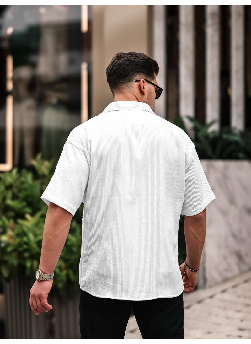 Oversize Ribbed Short Sleeve Shirt - White - pzsku/ZAB9684EEEFEFC73F2C51Z/45/_/1741192226/959373ea-a552-4678-865f-f35ffa9267e4