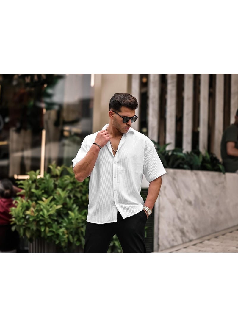 Oversize Ribbed Short Sleeve Shirt - White - pzsku/ZAB9684EEEFEFC73F2C51Z/45/_/1741192230/ca5181f6-f5dd-4f99-87b0-d510c546b785