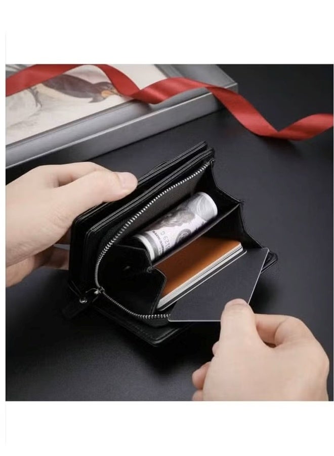 New Vintage Style Men Wallet, Deer Head Design, Multifunctional Zipper Wallet, Multiple Card Slots, Multi-function Card Holder for Youth Students, Great Gift for Men - Image 3