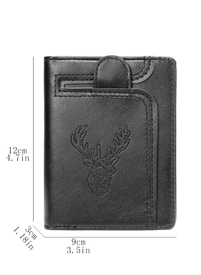 New Vintage Style Men Wallet, Deer Head Design, Multifunctional Zipper Wallet, Multiple Card Slots, Multi-function Card Holder for Youth Students, Great Gift for Men - Image 2