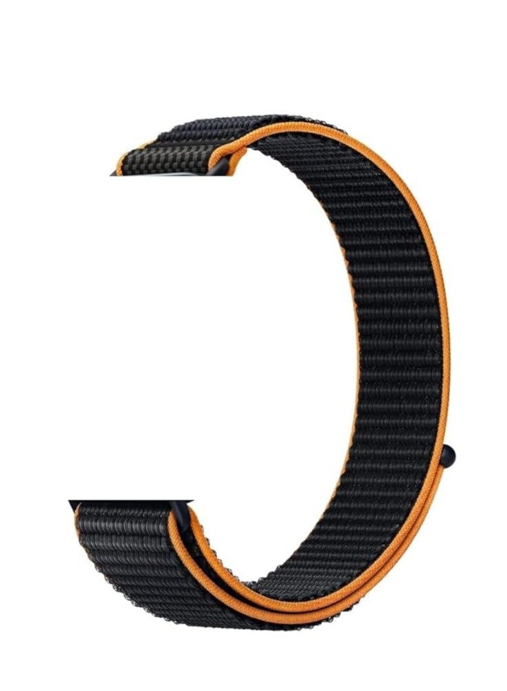 Nylon Watch Band for Huawei Band 9/8 Adjustable Replacement Sport Watch Band Compatible with Sports Nylon Strap for Women and Men - Black Orange - Image 2