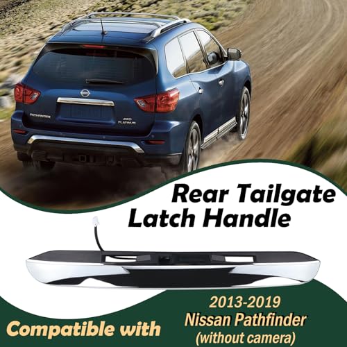 GEATaaT Upgrade 90810-9PG2D Rear Tailgate Chrome Handle Garnish Finisher Molding with New Liftgate Release Switch Compatible with 2013-2020 Nissan Pathfinder, Rear Liftgate Handle Replace# 90810-9PG0A - Image 2