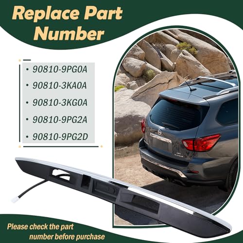 GEATaaT Upgrade 90810-9PG2D Rear Tailgate Chrome Handle Garnish Finisher Molding with New Liftgate Release Switch Compatible with 2013-2020 Nissan Pathfinder, Rear Liftgate Handle Replace# 90810-9PG0A - Image 3