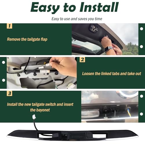 GEATaaT Upgrade 90810-9PG2D Rear Tailgate Chrome Handle Garnish Finisher Molding with New Liftgate Release Switch Compatible with 2013-2020 Nissan Pathfinder, Rear Liftgate Handle Replace# 90810-9PG0A - Image 5