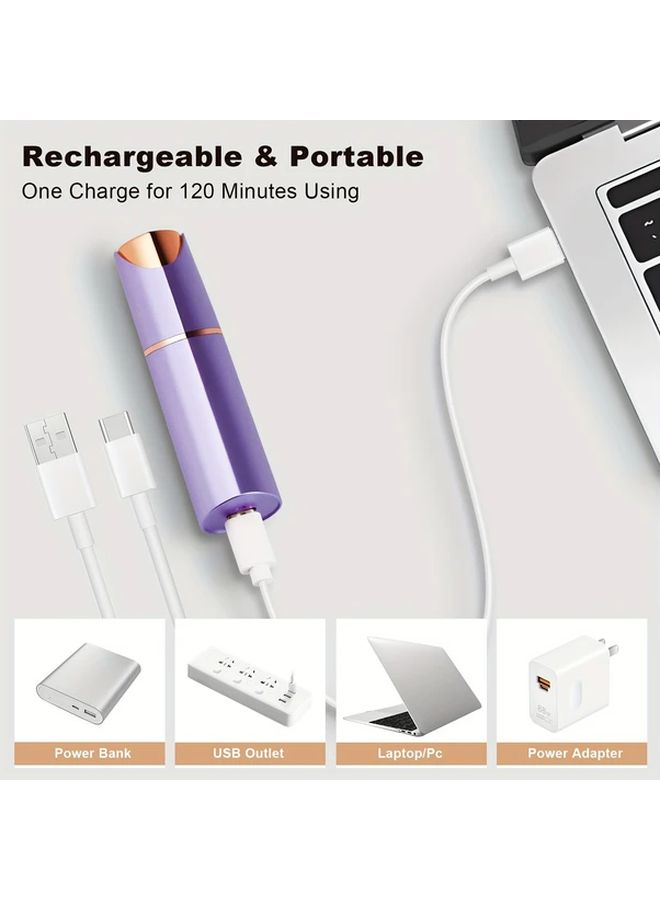 White Rechargeable Facial Hair Remover for Women Electric Painless Razor for Face Lips Eyebrows - Image 5