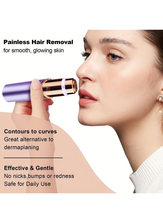 White Rechargeable Facial Hair Remover for Women Electric Painless Razor for Face Lips Eyebrows - Image 2