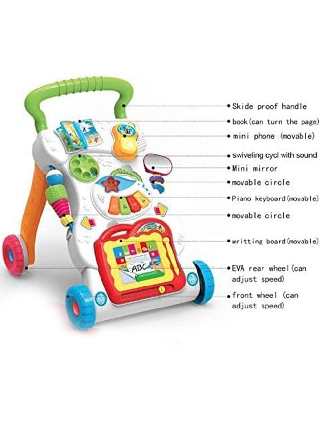 BAYBEE 2 In 1 Baby Activity Walker For Kids Baby Push Walker For Baby With Speed Adjustable Wheel Writing Board Piano Rattles Rotating Baby Toys Activity Kids Walker For Baby Boys Girls 6 To 24 Months - Image 3