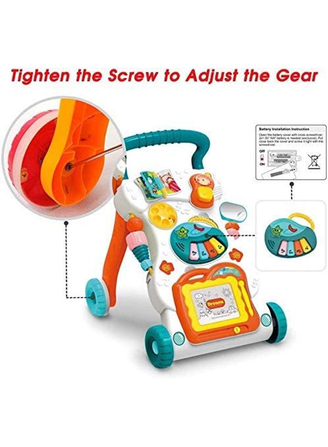 BAYBEE 2 In 1 Baby Activity Walker For Kids Baby Push Walker For Baby With Speed Adjustable Wheel Writing Board Piano Rattles Rotating Baby Toys Activity Kids Walker For Baby Boys Girls 6 To 24 Months - Image 4