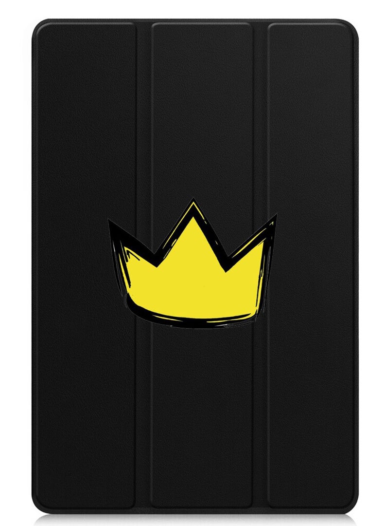 Theodor Protective Flip Case For Apple iPad mini 7th Generation (A17 Pro 2024 / Mini 6 2021 6th Generation) With Trifold Stand Auto Wake Sleep Shockproof Cover Yellow Crown - Image 1