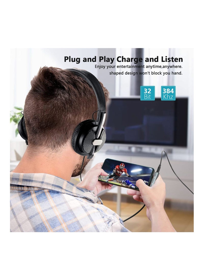 Anmi - USB C to 3.5mm Audio Headphone Adapter and Charger, 2 in 1 USB C Headphone Jack HiFi DAC with 27W Fast Charging Dongle Adapter Compatible with Galaxy S23 Ultra/S22+/A53/Note 20, Pixel 7/7Pro/6/6Pro/5 - Image 1